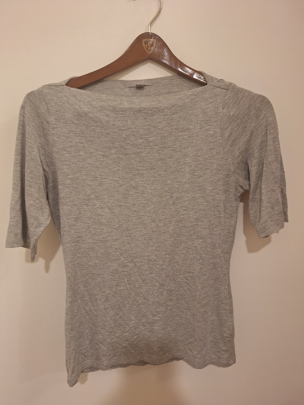 Pure Collection Light Grey Short Sleeve Knit Top